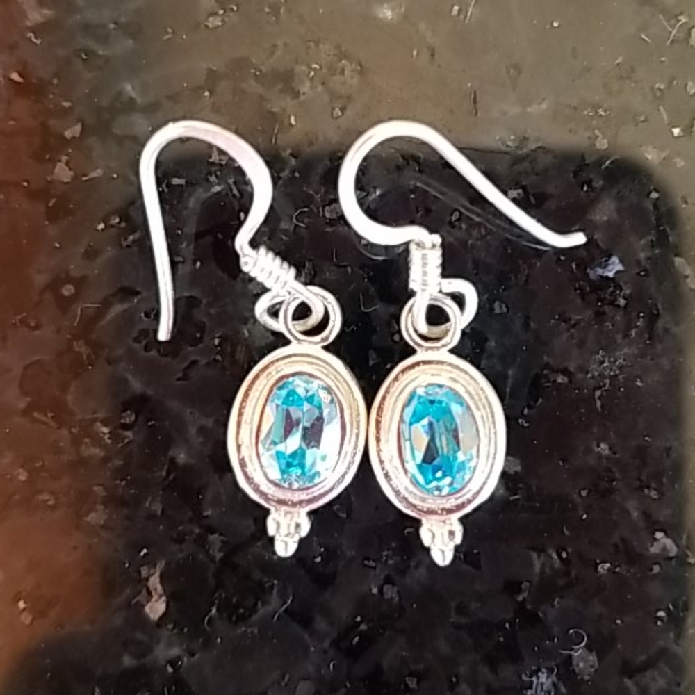 Sky blue Topaz Oval Earrings